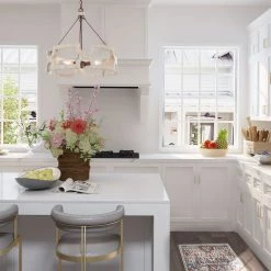 Lighting LNC Rustic Wooden Drum Chandelier-Open Box