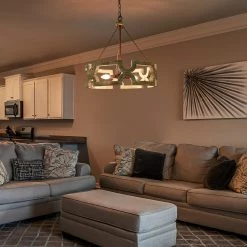 LNC Wood Drum Chandeliers - 3 Lights-Open Box Lighting