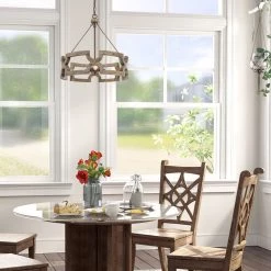 Lighting LNC Wood Drum Chandeliers - 3 Lights 20 Lighting LNC Wood Drum Chandeliers - 3 Lights