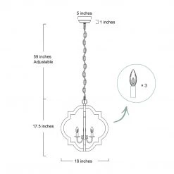 Lighting LNC Round Lantern Chandelier - 3 Lights