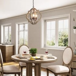 LNC Round Lantern Chandelier - 3 Lights-Open Box