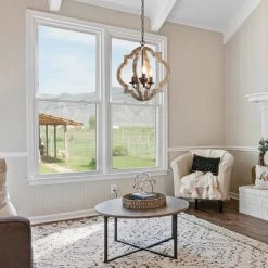 LNC Round Lantern Chandelier - 3 Lights-Open Box