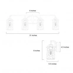 Modern Lighting LNC Linear Clear Glass Vanity-4 Lights