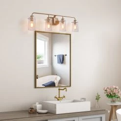 Modern Lighting LNC Linear Clear Glass Vanity-4 Lights