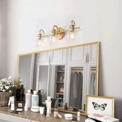 Modern Lighting LNC Gold Clear Glass Wall Sconce - 3 Lights 14 Modern Lighting LNC Gold Clear Glass Wall Sconce - 3 Lights