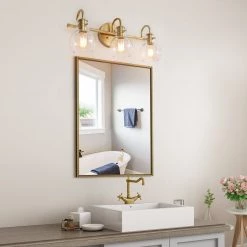 Modern Lighting LNC Gold Clear Glass Wall Sconce - 3 Lights 21 Modern Lighting LNC Gold Clear Glass Wall Sconce - 3 Lights