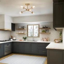 Modern LNC Semi-flush Mount Ceiling Light-6 Lights