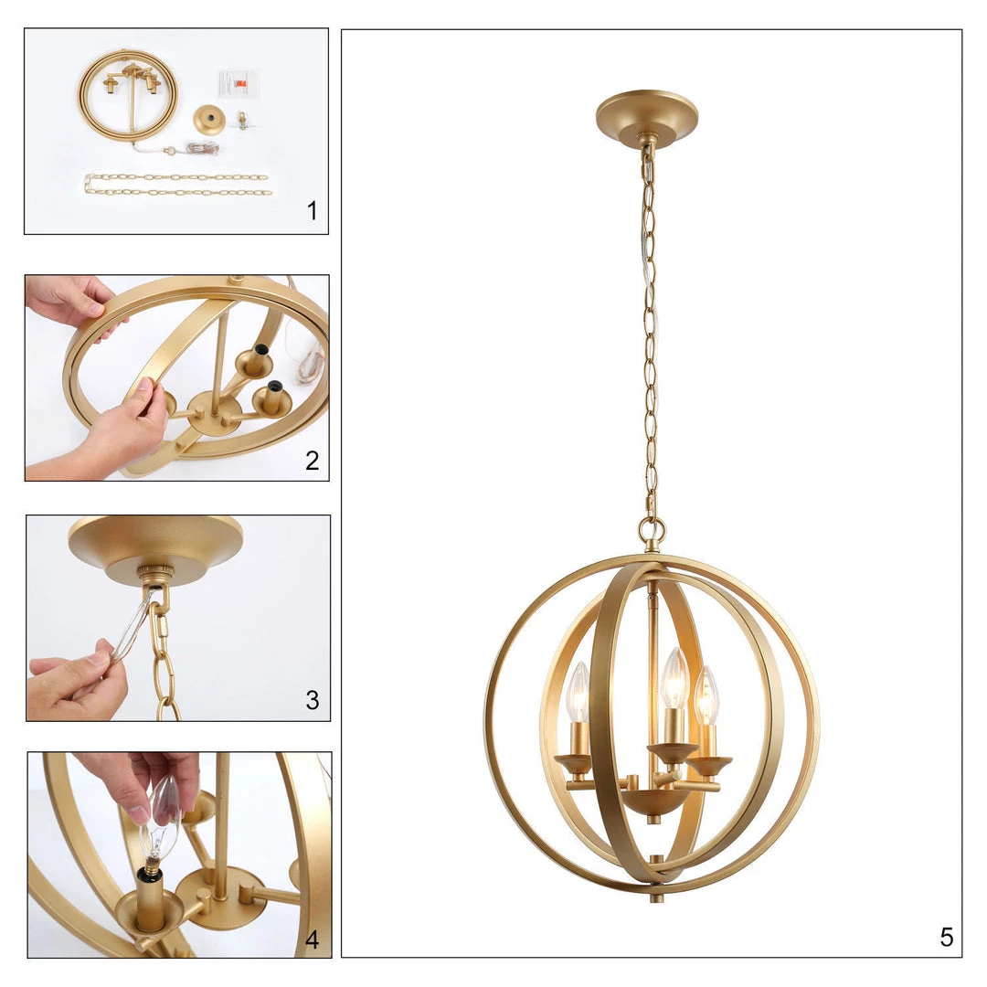 Hot Sale LNC Modern Gold Orb Chandeliers- 3 Lights 12 Hot Sale LNC Modern Gold Orb Chandeliers- 3 Lights