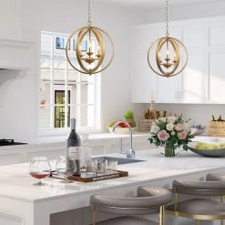 Hot Sale LNC Modern Gold Orb Chandeliers- 3 Lights 18 Hot Sale LNC Modern Gold Orb Chandeliers- 3 Lights