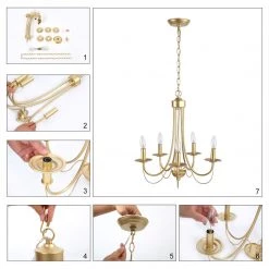 LNC Modern French Country Style Chandelier-6 Lights 23 LNC Modern French Country Style Chandelier-6 Lights