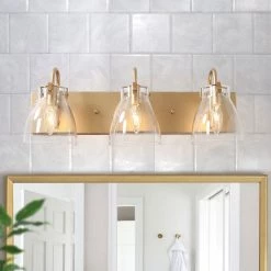 Modern Lighting LNC Gold 3-light Clear Glass Vanity Light