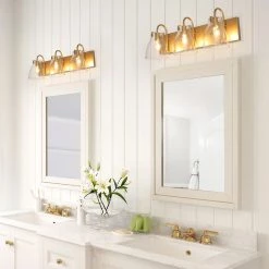 Modern Lighting LNC Gold 3-light Clear Glass Vanity Light