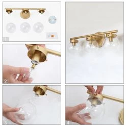 Modern LNC Gold Vanity With Orb Glasses Lighting