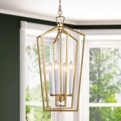 Uolfin LNC Gold Geometric Chandelier - 4 Lights