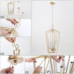 Uolfin LNC Gold Geometric Chandelier - 4 Lights