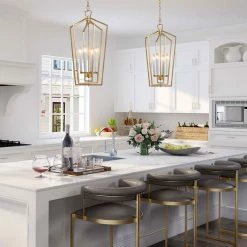 Uolfin LNC Gold Geometric Chandelier - 4 Lights