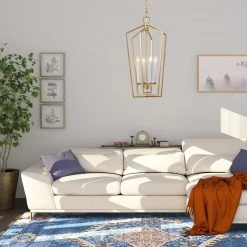 Uolfin LNC Gold Geometric Chandelier - 4 Lights