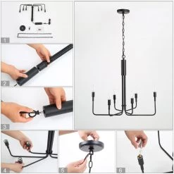 LNC Modern French Parlor Chandelier-6 Lights