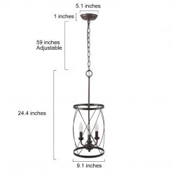 LNC Cylindrical Drum Chandelier - 3 Lights-Open Box 15 LNC Cylindrical Drum Chandelier - 3 Lights-Open Box