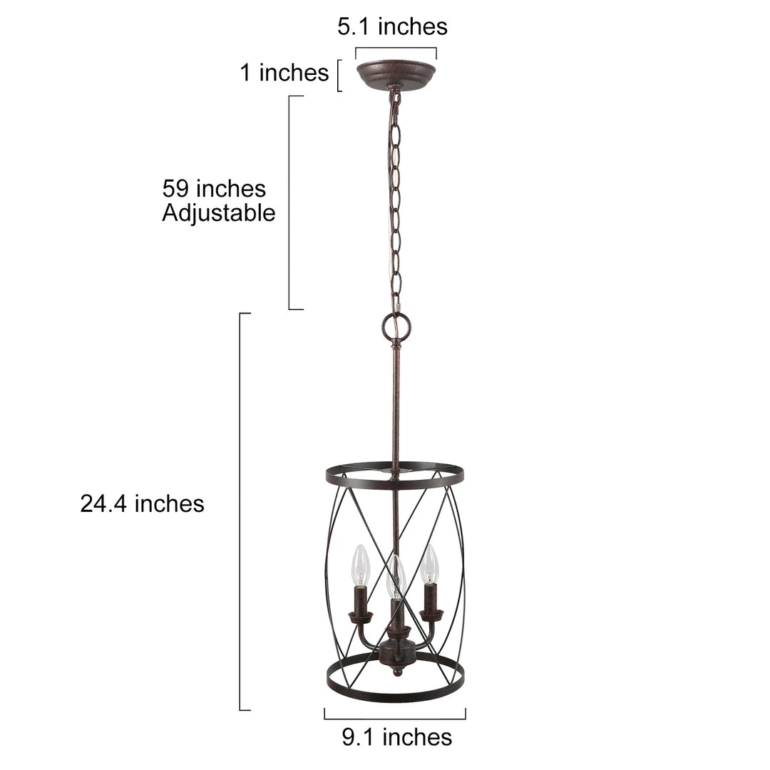 LNC Cylindrical Drum Chandelier - 3 Lights-Open Box 7 LNC Cylindrical Drum Chandelier - 3 Lights-Open Box