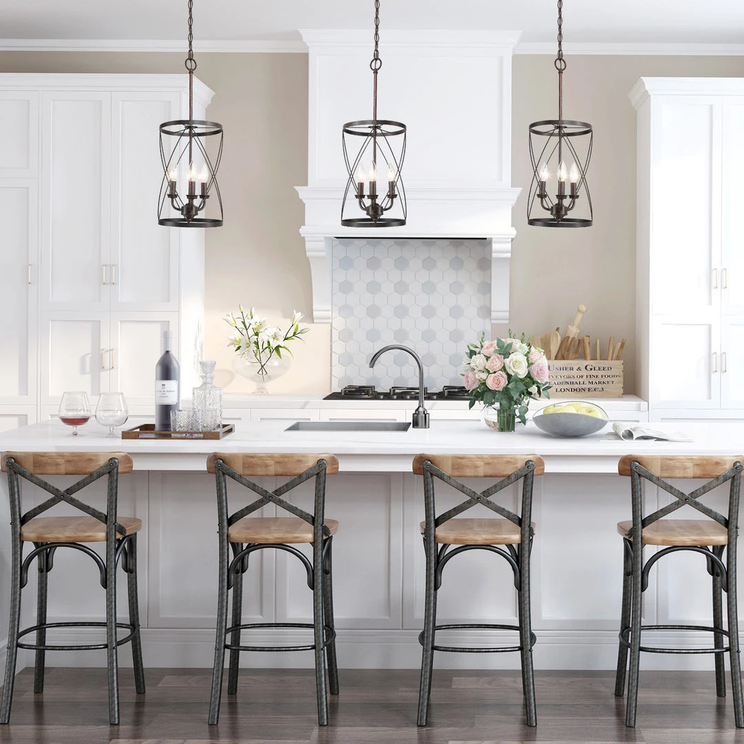 LNC Cylindrical Drum Chandelier - 3 Lights-Open Box 4 LNC Cylindrical Drum Chandelier - 3 Lights-Open Box