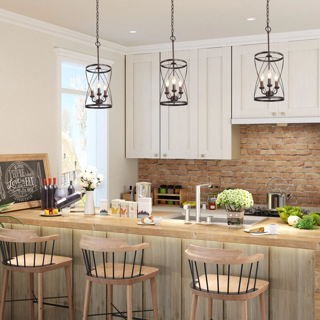 LNC Cylindrical Drum Chandelier - 3 Lights-Open Box 5 LNC Cylindrical Drum Chandelier - 3 Lights-Open Box