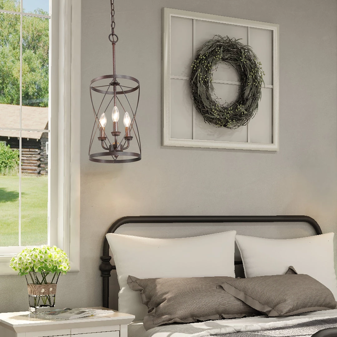 LNC Cylindrical Drum Chandelier - 3 Lights-Open Box 10 LNC Cylindrical Drum Chandelier - 3 Lights-Open Box