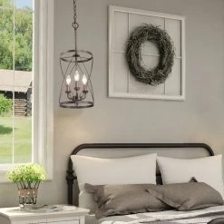 Google Lighting LNC Rustic Cylindrical Drum Chandelier - 3 Lights