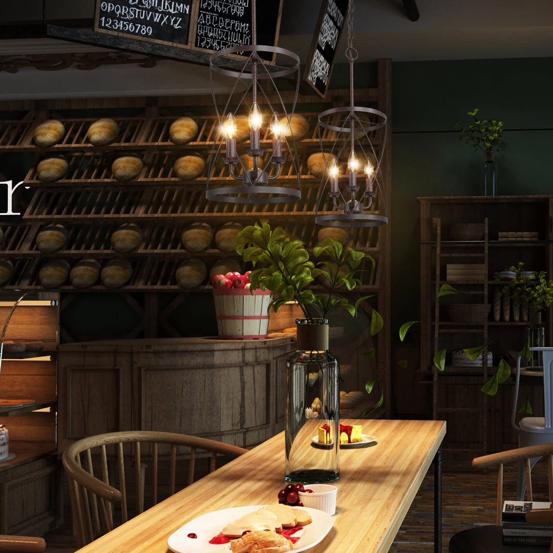 LNC Cylindrical Drum Chandelier - 3 Lights-Open Box 6 LNC Cylindrical Drum Chandelier - 3 Lights-Open Box