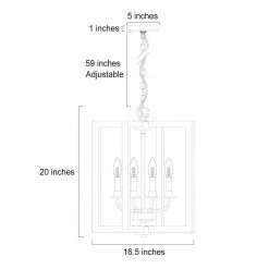 LNC Square Frame Chandeliers - 4 Lights 17 LNC Square Frame Chandeliers - 4 Lights