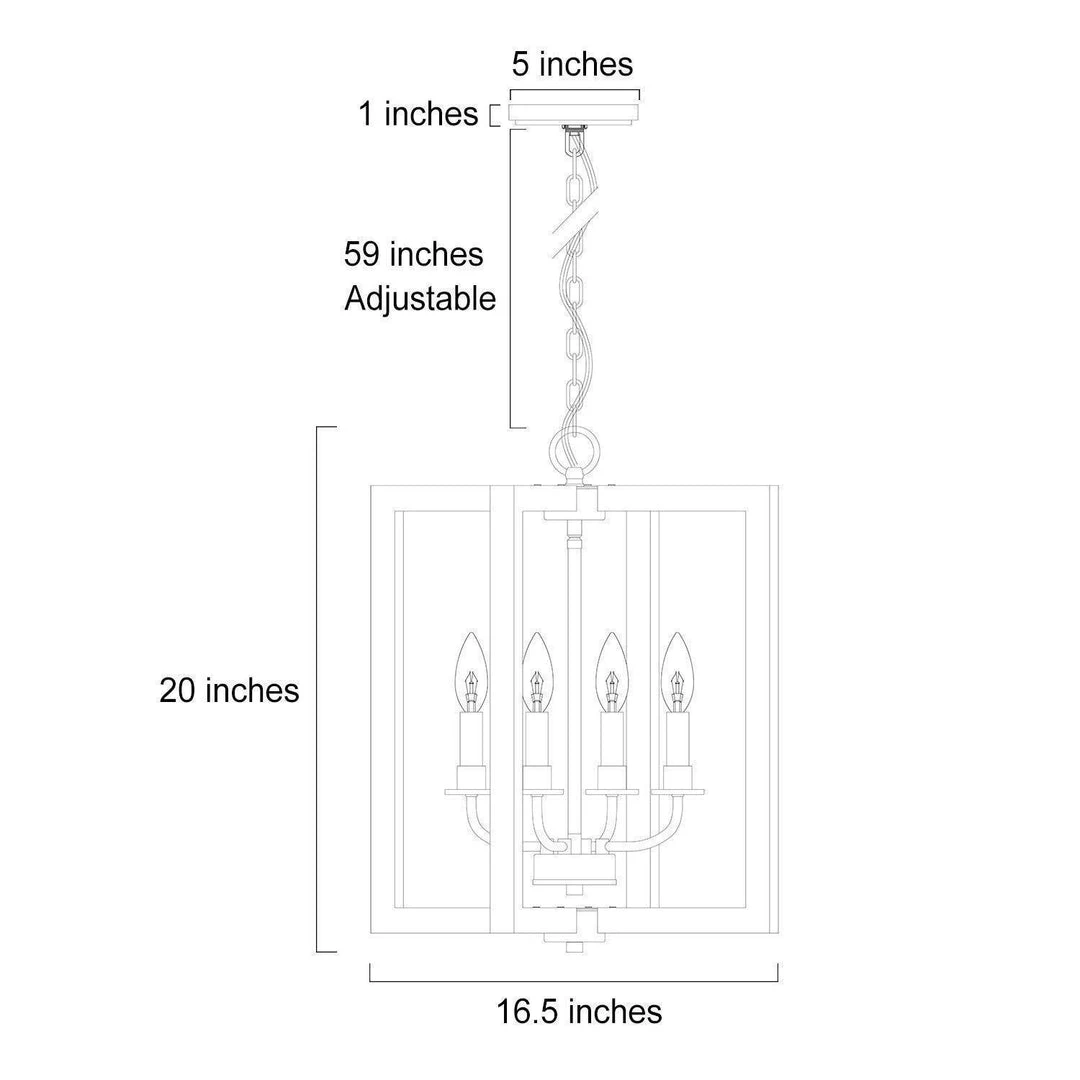 LNC Square Frame Chandeliers - 4 Lights 8 LNC Square Frame Chandeliers - 4 Lights
