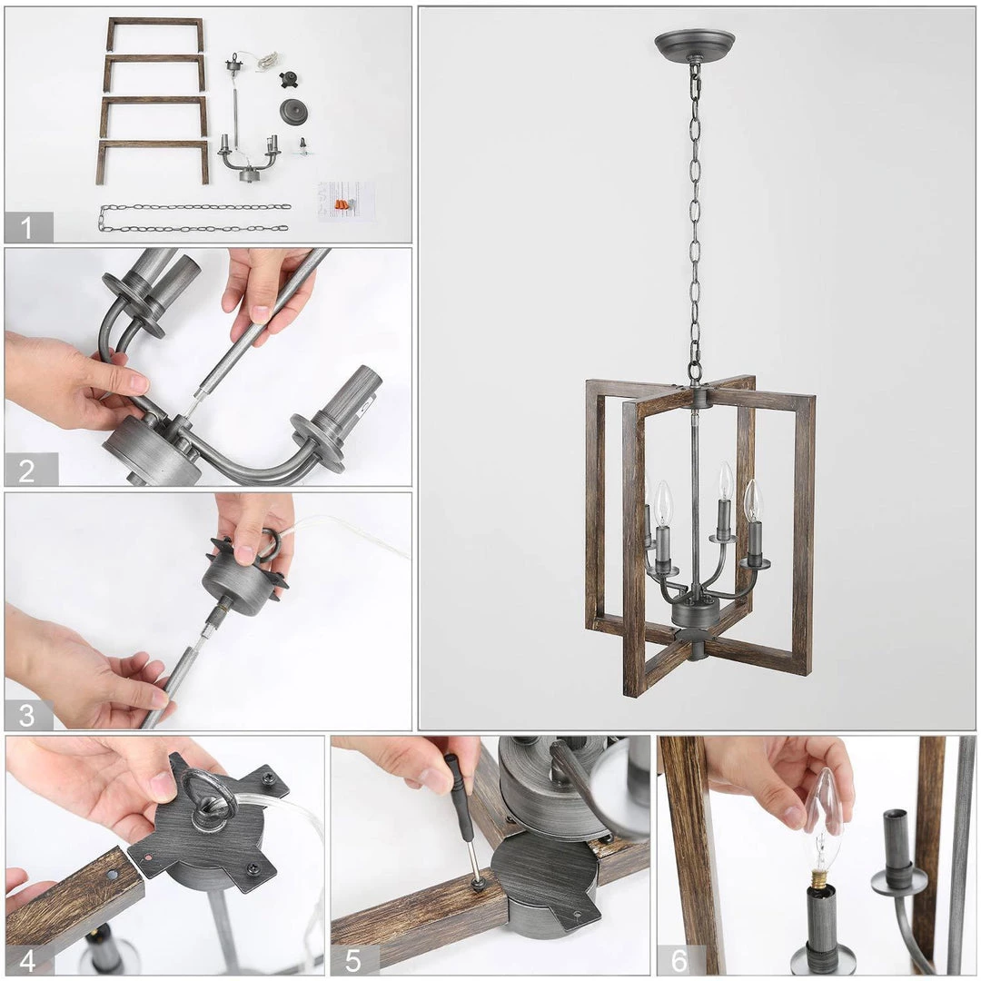 LNC Square Frame Chandeliers - 4 Lights 12 LNC Square Frame Chandeliers - 4 Lights