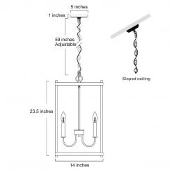 Lighting LNC Rectangle Farmhouse Hanging Light-Open Box