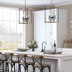 Lighting LNC Rectangle Farmhouse Hanging Light-Open Box