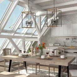 LNC Rectangle Farmhouse Hanging Light-4 Lights