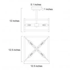 Lighting LNC Geometric Box Semi-flush Light-Open Box