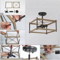 Lighting LNC Geometric Box Semi-flush Light-Open Box