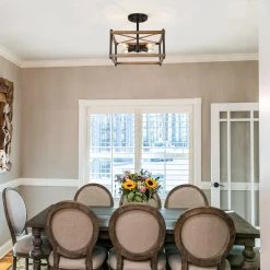 Hot Sale LNC Geometric Box Semi-flush Light-4 Lights