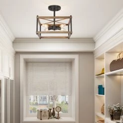 Hot Sale LNC Geometric Box Semi-flush Light-4 Lights