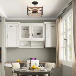 Hot Sale LNC Geometric Box Semi-flush Light-4 Lights