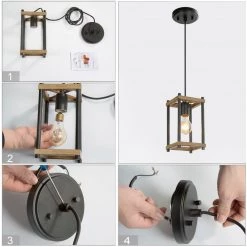 Google LNC Rustic Rectangle Wooden Pendant - 1 Light