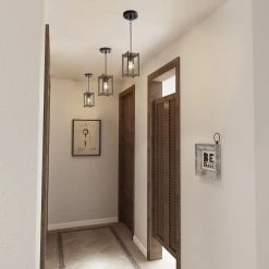 Google LNC Rustic Rectangle Wooden Pendant - 1 Light