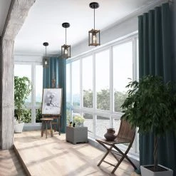 Google LNC Rustic Rectangle Wooden Pendant - 1 Light