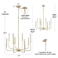 Modern LNC Simple Gold Metal Chandelier - 8 Lights