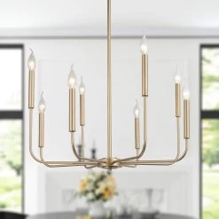 Modern LNC Simple Gold Metal Chandelier - 8 Lights