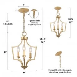 Lighting LNC Gold Metal Modern Hanging Light-3 Lights