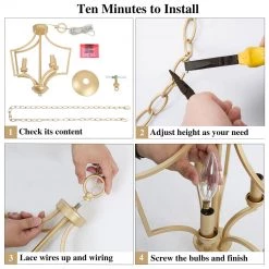 Lighting LNC Gold Metal Modern Hanging Light-3 Lights