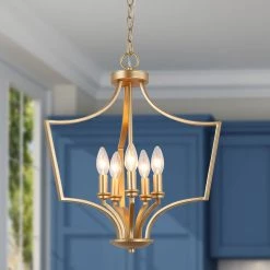 Hot Sale LNC Gold Modern Lantern Chandelier-5 Lights