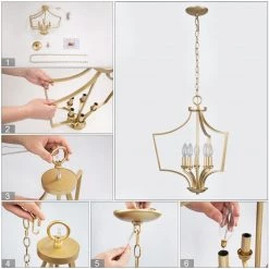 Hot Sale LNC Gold Modern Lantern Chandelier-5 Lights