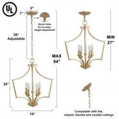 Hot Sale LNC Gold Modern Lantern Chandelier-5 Lights